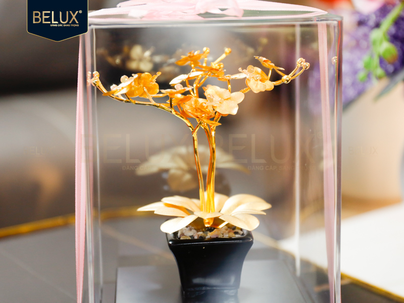 Lô chậu lan 15 năm Hải Trần 17x14x22cm&nbsp;dát vàng 24k thiết kế theo yêu cầu